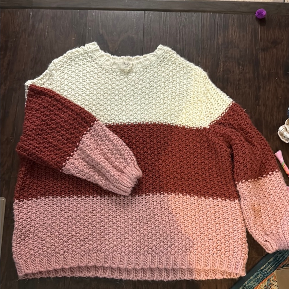 Fantastic Fawn Cream and Brown Crew Neck Sweater